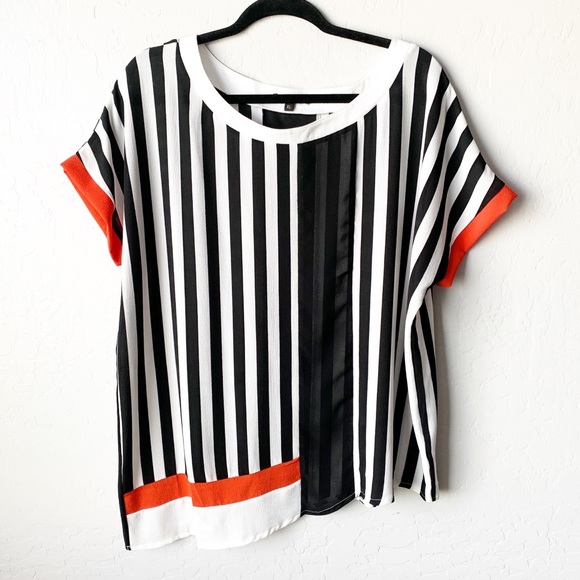Alberto Makali Tops - Asymmetrical Color Block Top - Size XL